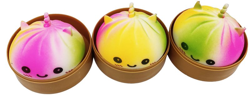 R-A3.2 TOY2610-112 Squishy Dumpling 8,5 cm Eenhoorn Regenboog - 12 stuks