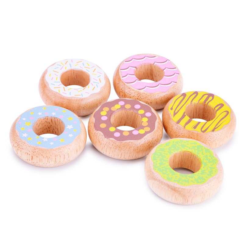Houten Donut Set - 6 Stuks