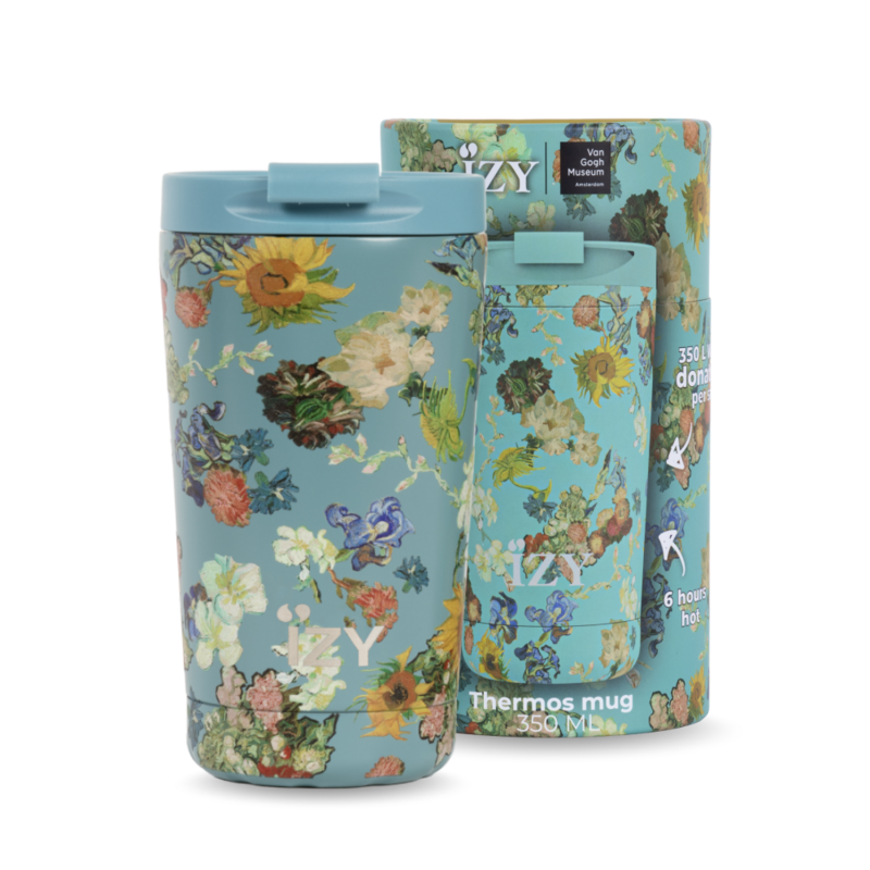 IZY Thermos Mug - Vincent's Flowers (green) - 350ML To-Go Insulated Coffee mug