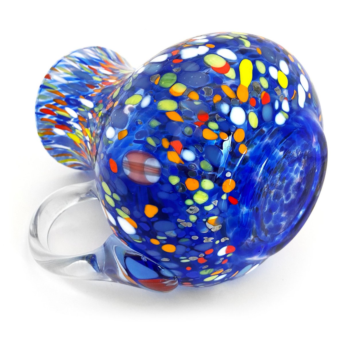 1 CARAFFA CLÁSICA EN VIDRIO HANDO EN LÍNEA MANO CON MURRINE DI MURANO, LÍNEA "I COLORI DI MURANO" 1000 ml. Hecho en Italia
