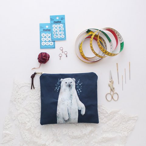 Boris the Polar Bear | Zipper Pouch | Storage Bag | Coin Purse