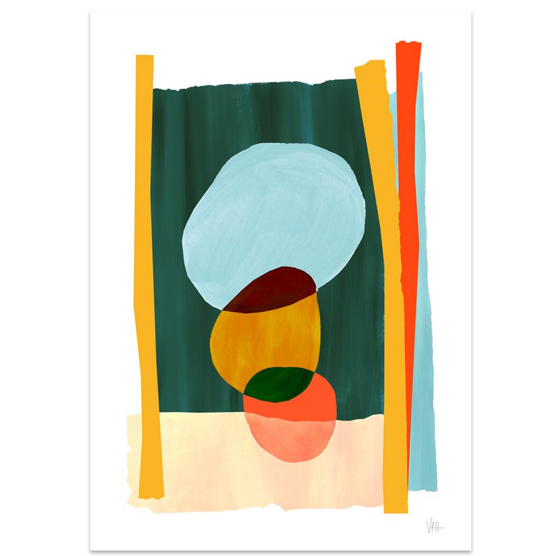 Abstracte cirkel liggende kunstdruk