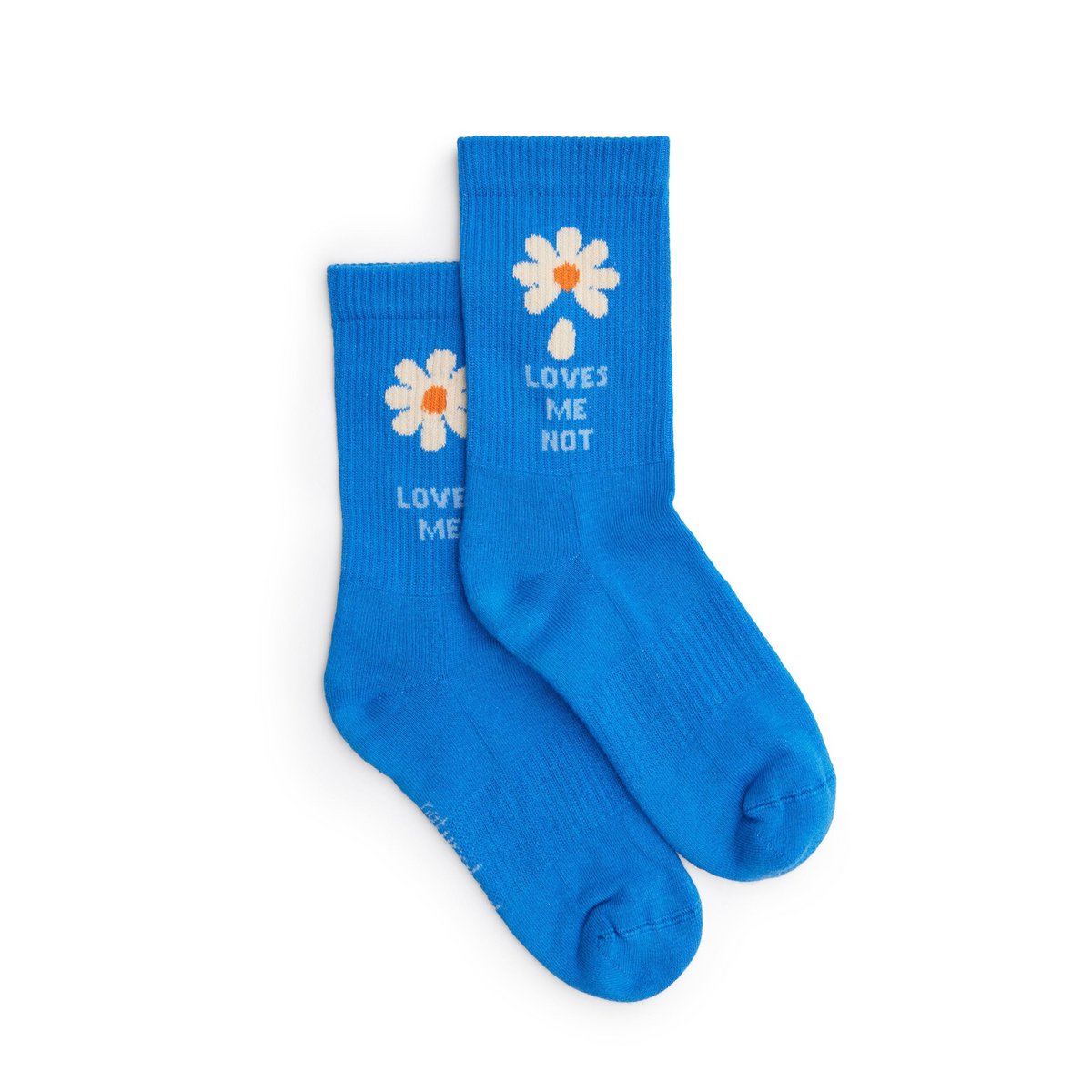 Calzini biologici Loves me Loves not - Calzini tennis blu con margherite