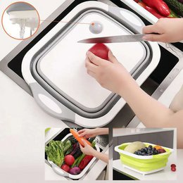 Évier pliable en silicone pour camping - Planche à découper portable