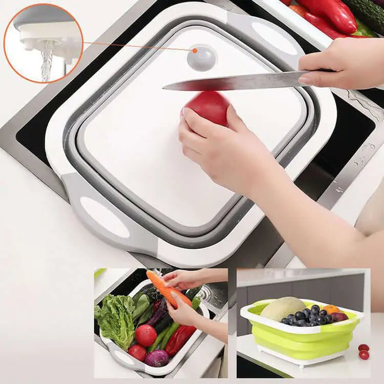 Évier pliable en silicone pour camping - Planche à découper portable