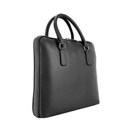 RB1019A | Unisex Business Briefcase i ægte læder Fremstillet i Italien med aftagelig skulderrem. Tilbehør med skinnende nikkelmetal karabinhager - Sort farve - Mål: 37 x 29 x 6,5 cm