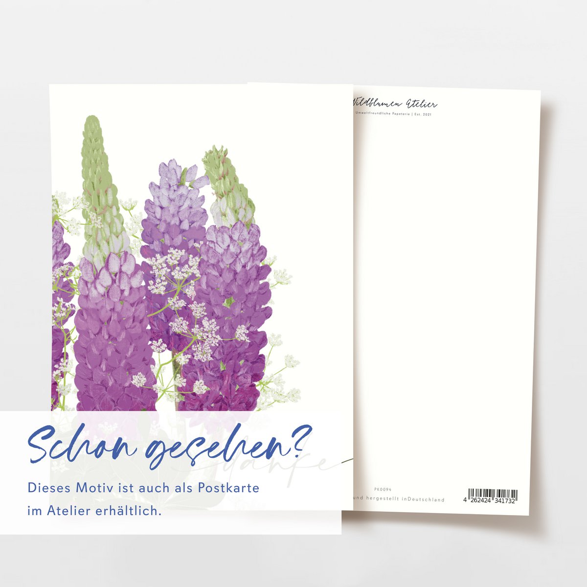 Klappkarte 'danke' lila Blumen, inkl. Umschlag
