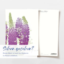 Folding card 'thank you' purple flowers, including envelope