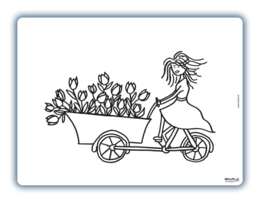 Herkleurbare placemat Bakfiets tulpen