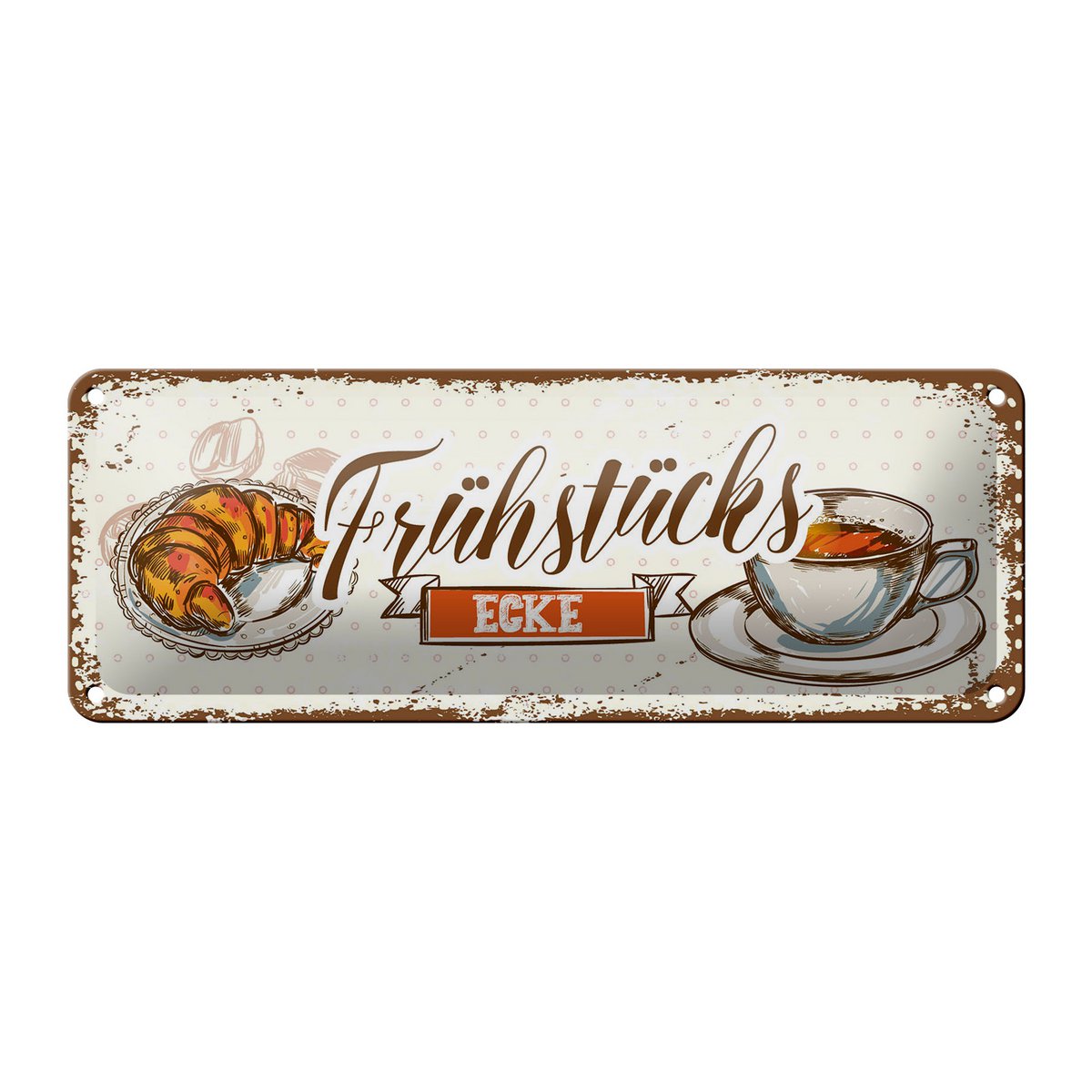 Blechschild Hinweis 27x10 cm Frühstücksecke Deko Schild