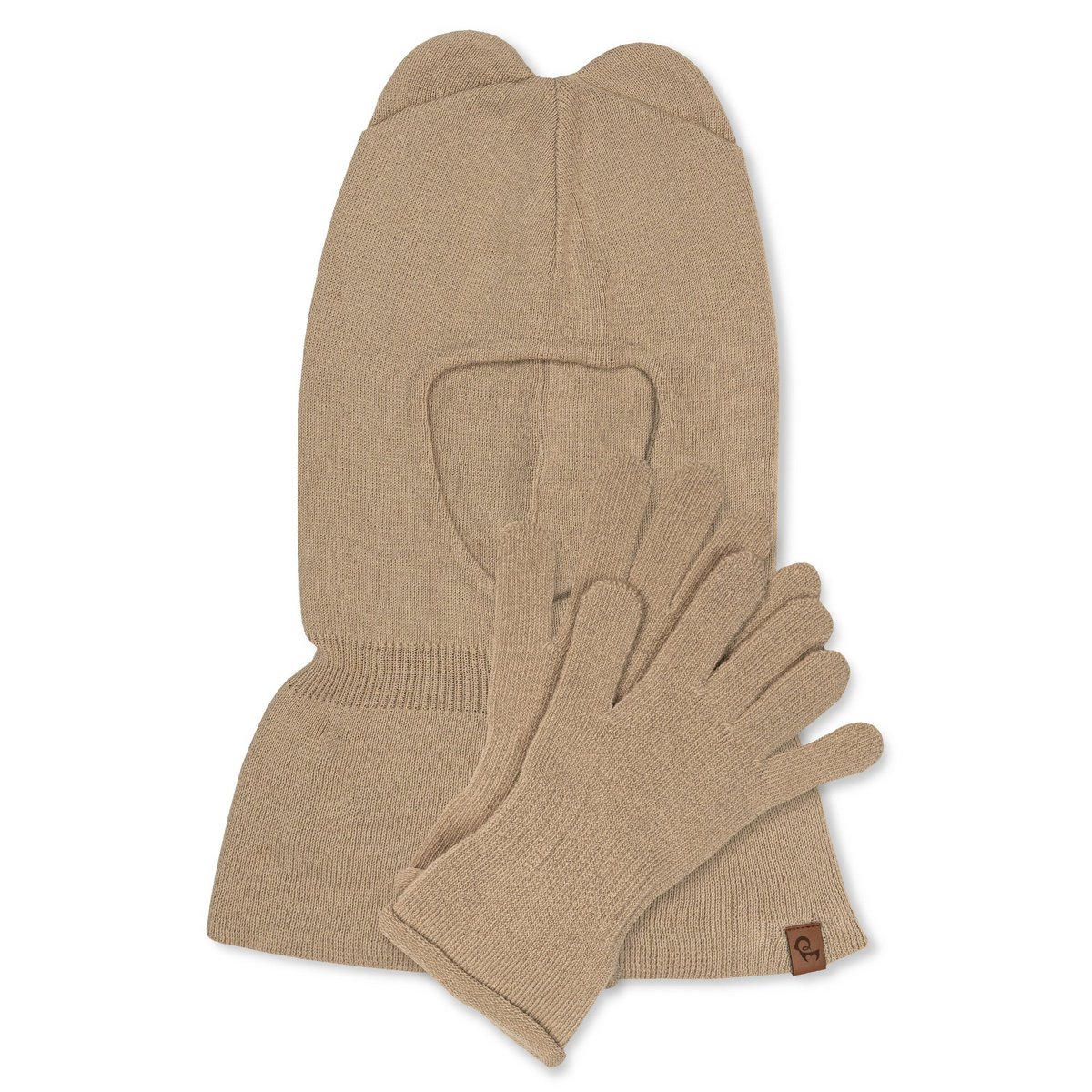 Kids' Knit Balaclava & Gloves Cotton 2-Piece Set