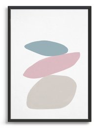 Pastel abstract wall art print featuring minimalist shapes in soft colors of gray, pink, and beige. Suitable for modern and minimalist home decor.