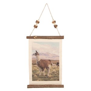 Wandkleid 39x28 cm Braunes Lama -Lama -Wandtuch