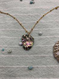 Muschelkette | Paua/Abalone 40 cm goldener Edelstahl handgefertigter Strand-Ozean-Schmuck