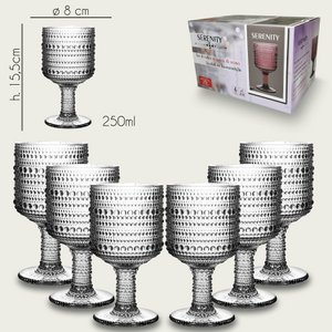 Arca Serenity Wijn/Waterglas op voet 250ml, helder, set van 6 stuks, verpakt in een giftbox