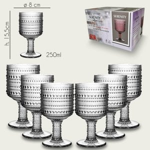 Arca Serenity Wijn/Waterglas op voet 250ml, helder, set van 6 stuks, verpakt in een giftbox