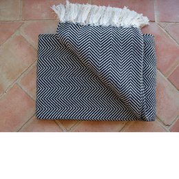 100% luxe strepen ZigZag katoenen deken gemaakt in Portugal