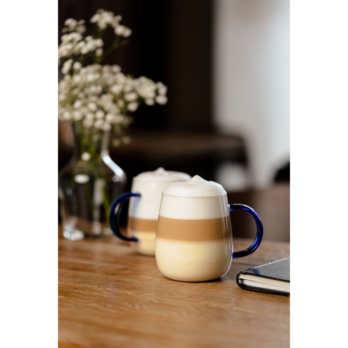 SET de 2 vasos de una pared con mango azul 400ml BOLLA 1135