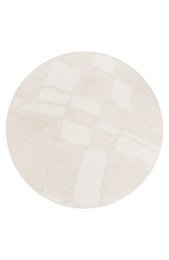 Weicher Hochflor-Teppich – schlichtes nordisches Weiß – Boho-Scandi-Teppich – Wohnzimmer, rund – Ø160 cm (rund)