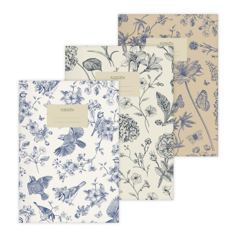 3er-Set Notizhefte Birds & Butterflies A5