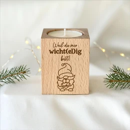 Teelichthalter Holz „Weil du mir wicht(el)ig bist!“ – Weihnachtsgeschenk für Mitarbeiter & Kollegen | inkl. Teelicht