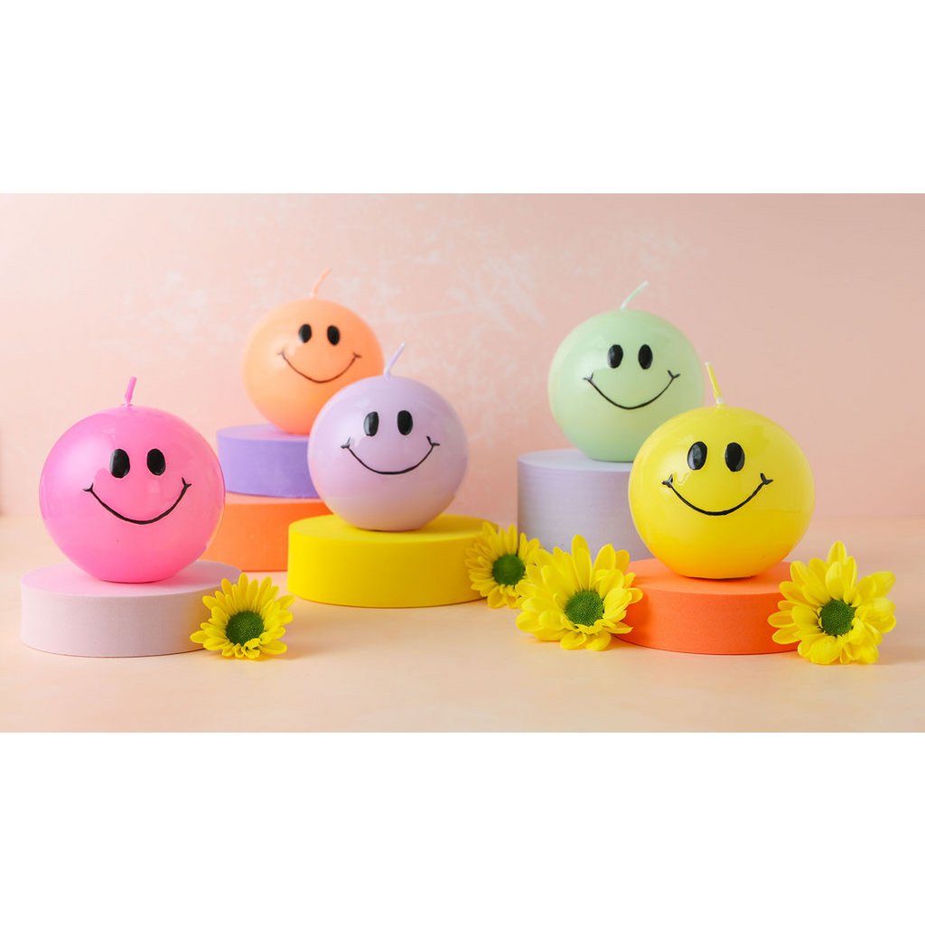 Smiley-Kerze – 7,5 cm – Pink