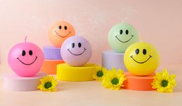 Smiley-Kerze – 7,5 cm – Pink