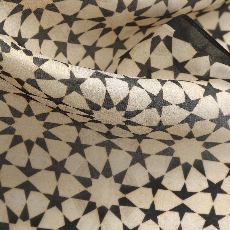 Black and Cream Silk Square Scarf Nujum