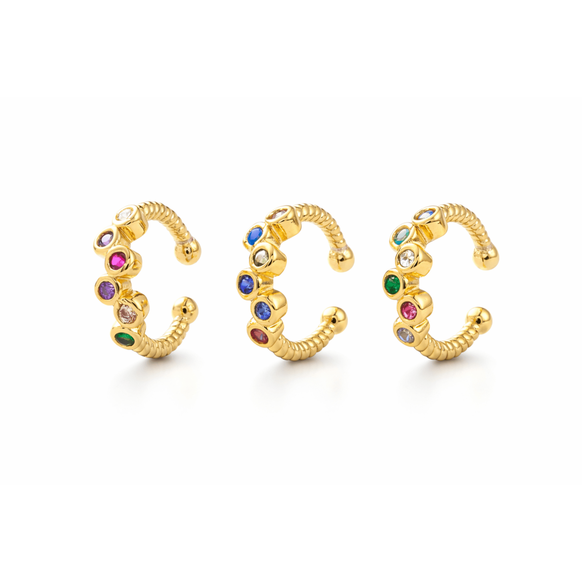 Chromia - Ear Cuff con zirconi colorati