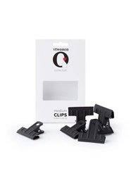 Set of 6 medium-sized black paper clips. The clips have a simple, minimalist design and are made of durable metal material.