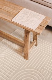 Tappeto a pelo corto, circolare, soggiorno, Boho geometrico - crema - Ø200 cm (rotondo) - Tappeto moderno super morbido