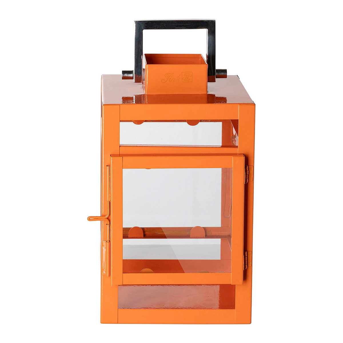 Laterne KENIA Glas Eisen pulverbeschichtet glatt orange Ø12 cm H20 cm