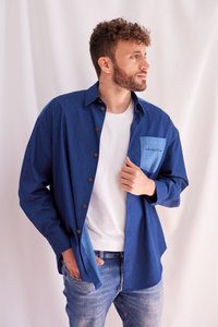 Baumwollblau -Hemd