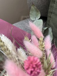 Kleiner Trockenblumenstrauß mit Karte - Bonjour
