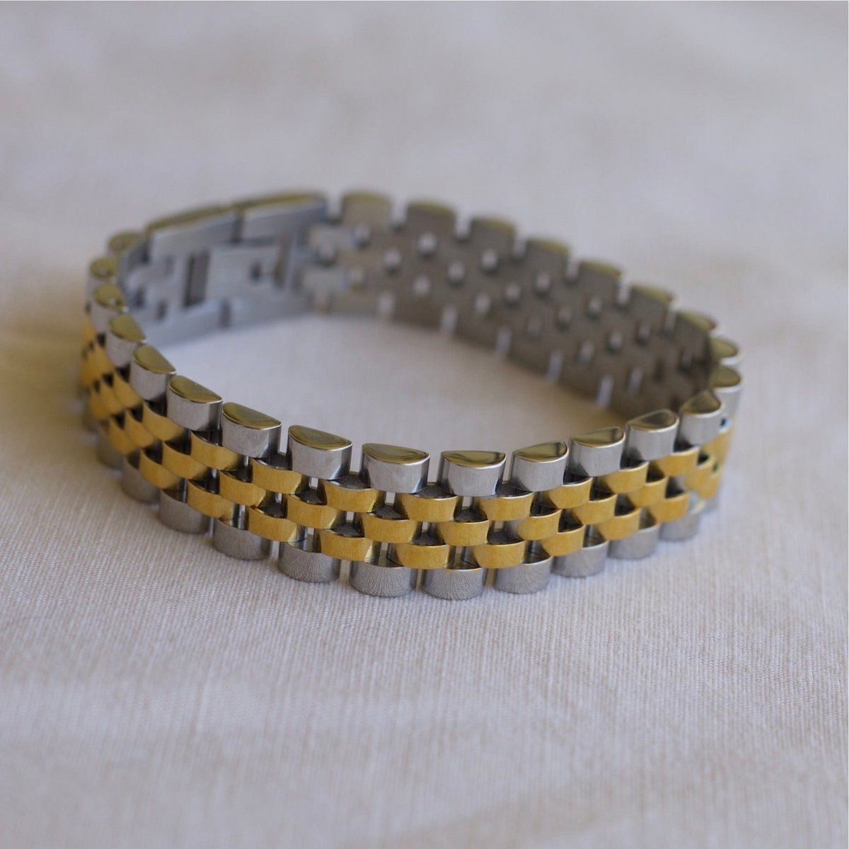 Yura - Woven Gold Silver Watch Chain Bracelet