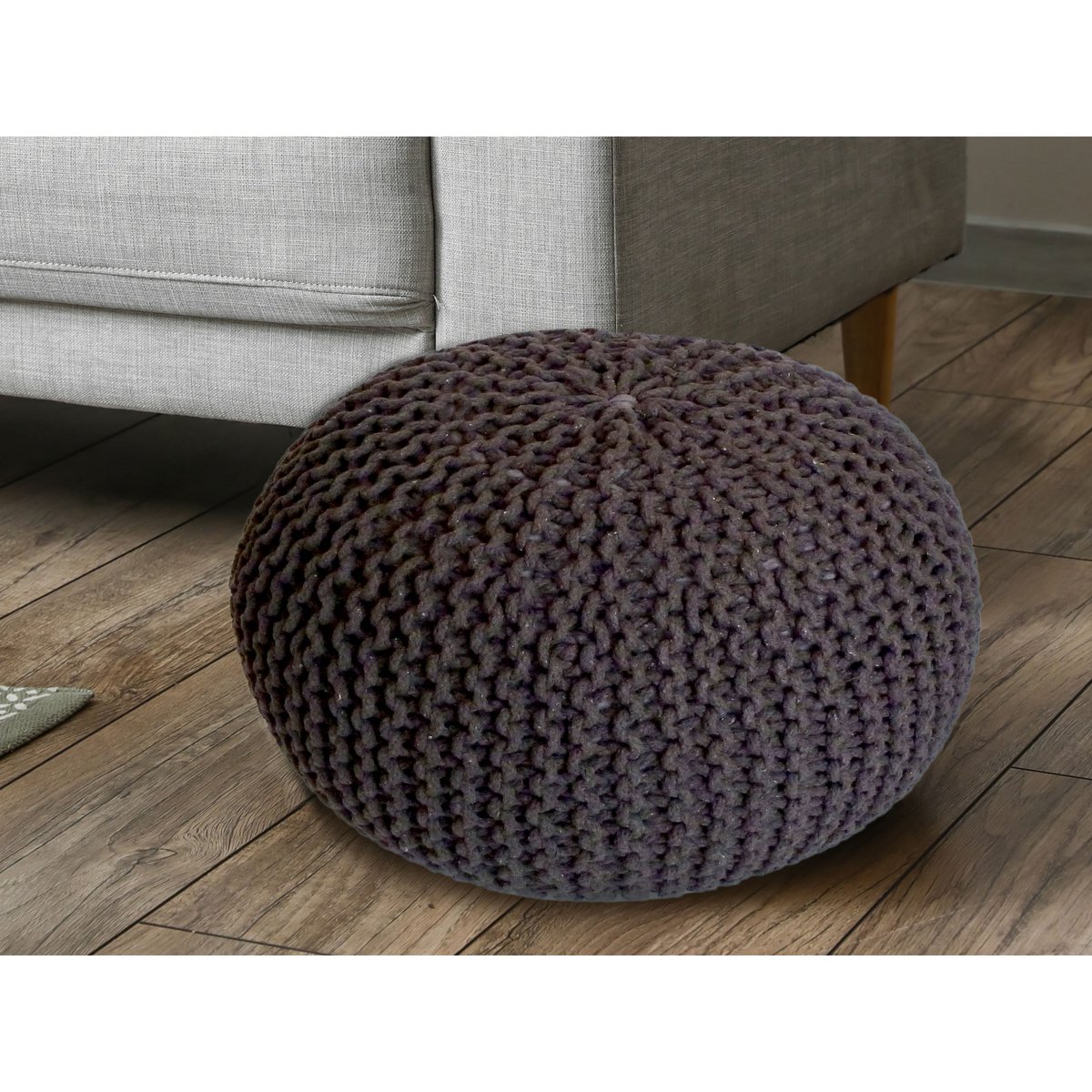 Pouf Ø 55 h 37 h 37 tabouret de tricot siège de planche de sol de pouf durable