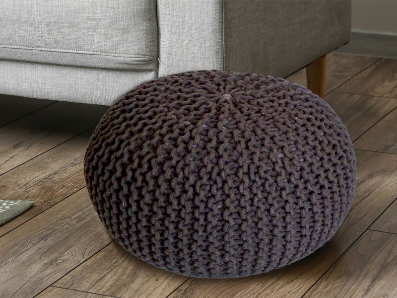 Pouf Ø 55 H 37 H 37 Strickhocker Sitzpouf Bodenkissen nachhaltig
