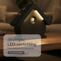 Nichoir Melodiez avec son - Boîte incl. Lumière LED, piles et 5 sons naturels d'oiseaux, d'océan et de jungle - Lumière de minuit