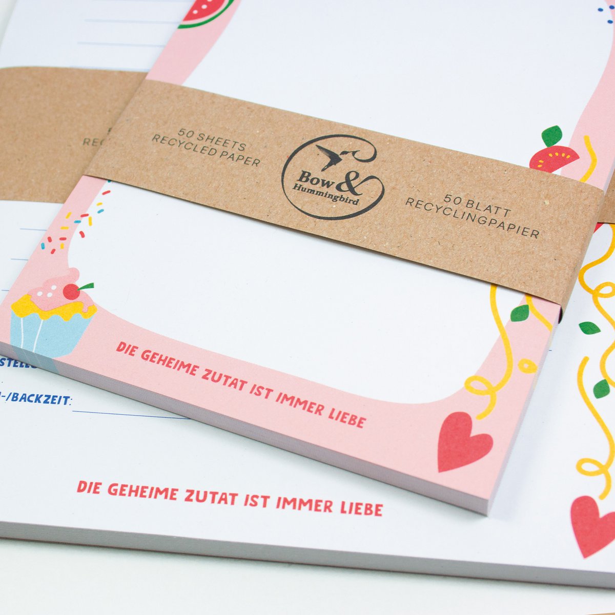 Block - recipes - "The secret ingredient is always love" from recycled paper