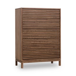 Tanner Five Drawer Ash Wood Chest in Roux