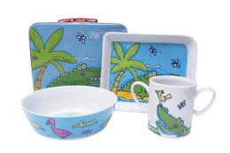 Middagssæt, service, porcelæn, Flodhest i kuffert, 4 stk