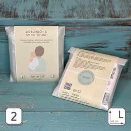  Soft, large baby cuddle cloths in white, measuring 45 x 45 cm with button hole.