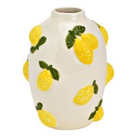Vase lemon decor made of ceramic, yellow (b/h/t) 12x15x12cm