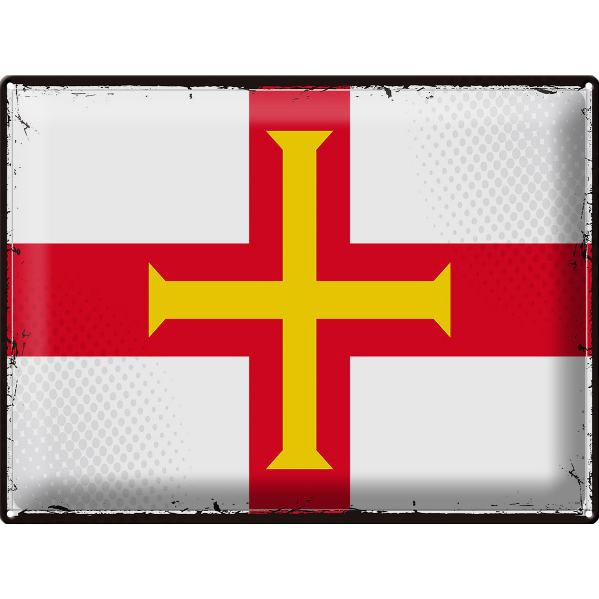 Blechschild Flagge Guernsey 40x30cm Retro Flag of Guernsey