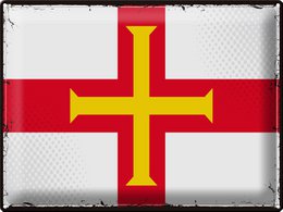 Blechschild Flagge Guernsey 40x30cm Retro Flag of Guernsey