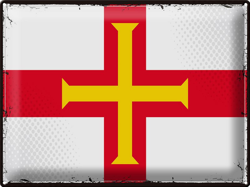 Blechschild Flagge Guernsey 40x30cm Retro Flag of Guernsey