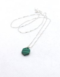 Handgemaakte zilveren ketting malachiet marquise