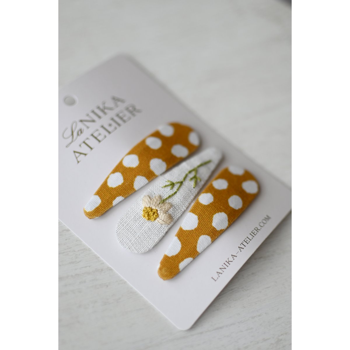 Haarspangen Gänseblümchen + gelbe Punkte