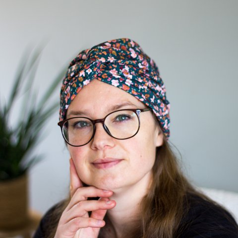 Organic Turban Hats for Women, Floral Green