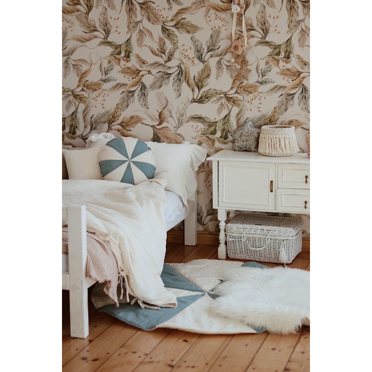 "Blue Candy" rund patchworkmåtte